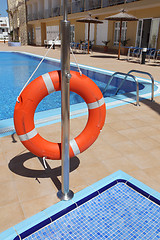 Image showing Lifebuoy at swimming pool