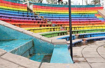 Image showing Multicolored seats in the city theater.