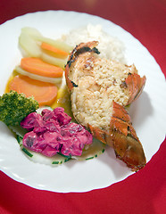 Image showing fresh Caribbean lobster tails cooked garlic and butter with loca