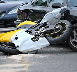 Image showing Motorcycle, car accident.