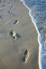 Image showing Footprints in the sand