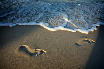 Image showing Footprints on beach