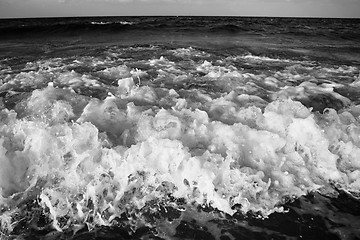 Image showing Waves and sea black and white