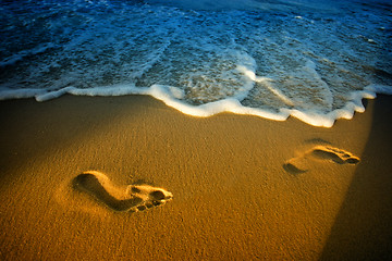 Image showing Footprints on beach