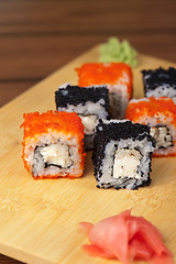 Image showing tobico sushi rolls