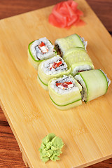 Image showing cucumber sushi rolls