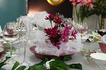 Image showing wedding table with flowers 