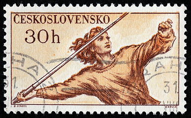 Image showing Javelin Throwing Stamp