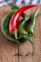 Image showing Red and green chili peppers