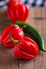 Image showing Red and green chili peppers