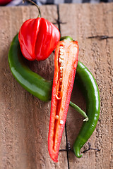 Image showing Red and green chili peppers