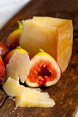 Image showing pecorino cheese and fresh figs 