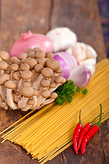 Image showing Italian pasta and mushroom sauce ingredients