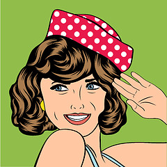 Image showing cute retro woman in comics style