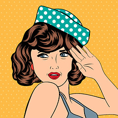 Image showing cute retro woman in comics style