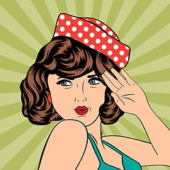 Image showing cute retro woman in comics style