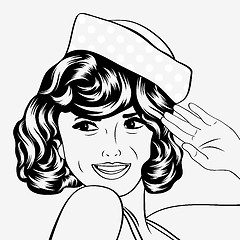 Image showing cute retro woman in comics style