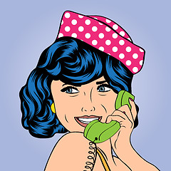 Image showing woman chatting on the phone, pop art illustration