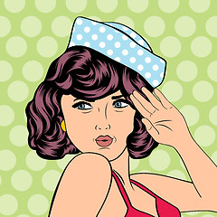 Image showing cute retro woman in comics style