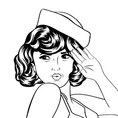 Image showing cute retro woman in comics style