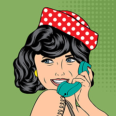 Image showing woman chatting on the phone, pop art illustration