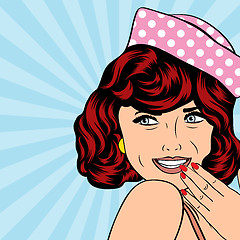 Image showing cute retro woman in comics style