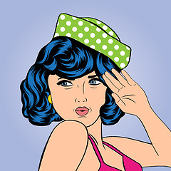 Image showing cute retro woman in comics style