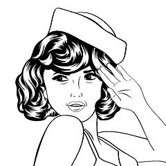 Image showing cute retro woman in comics style