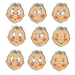 Image showing baby boy faces collection on white background