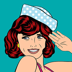 Image showing cute retro woman in comics style