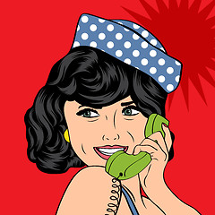 Image showing woman chatting on the phone, pop art illustration