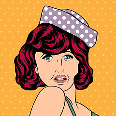 Image showing Pop Art illustration of a sad woman