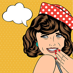 Image showing cute retro woman in comics style