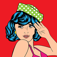 Image showing cute retro woman in comics style