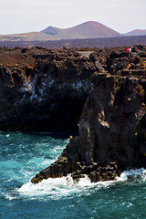 Image showing   in lanzarote los hervideros sky cloud beach  and summer 