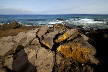 Image showing spain musk rock stone sky coastline and summer  lanzarote 