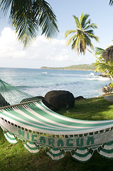 Image showing hammock in sun resort Big Corn Island Nicaragua Caribbean Sea