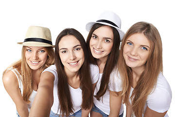 Image showing Girls making self portrait with a smartphone