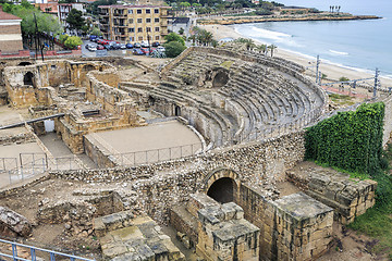 Image showing Ruins of the ancient amphitheater in Tarragona, Spain