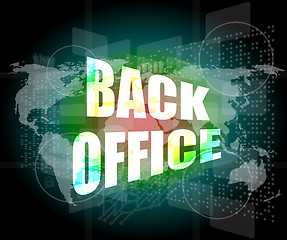 Image showing word back office on digital touch screen