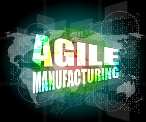 Image showing business concept, agile manufacturing on digital touch screen interface