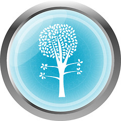 Image showing tree on the blue icon button isolated on white