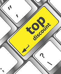 Image showing top discount concept sign on computer key