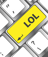 Image showing keys saying lol on black keyboard