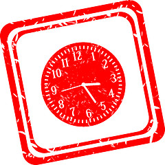 Image showing Alarm clock sign icon. Wake up alarm symbol. red stamp