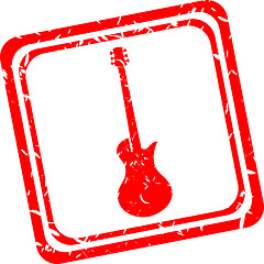 Image showing electric guitar icon, red rubber stamp isolated on white