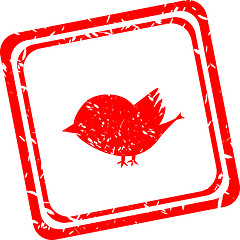 Image showing Bird Red Grunge Stamp Web Icon Button