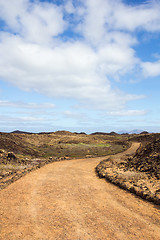 Image showing Curvy path on Island of Los Lobos in the Canary Islands