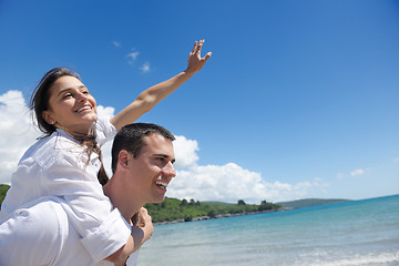 Image showing happy couple have fun on the beach