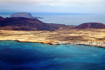 Image showing miramar del rio harbor  sky cloud beach    water   lanzarote   g